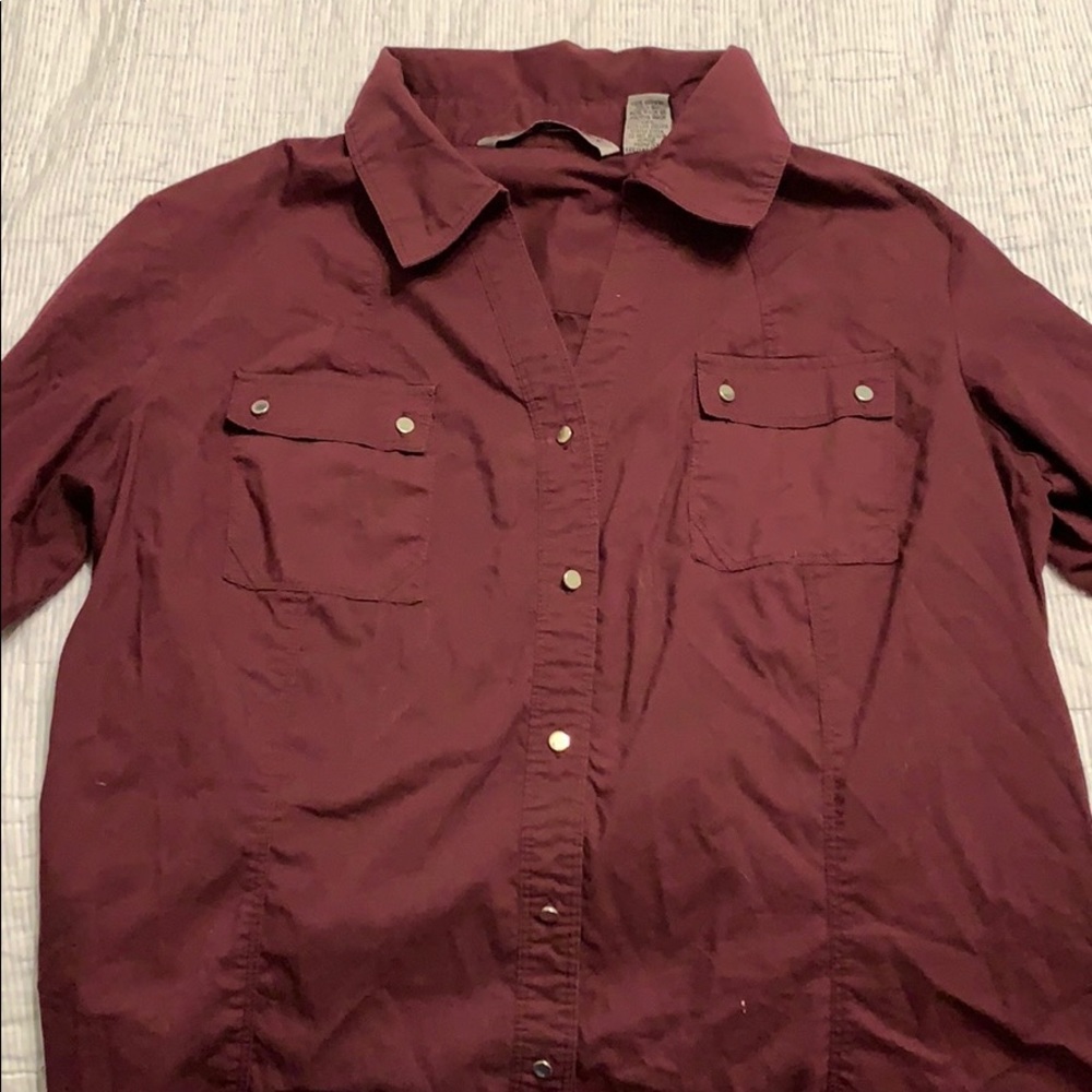 Red button down